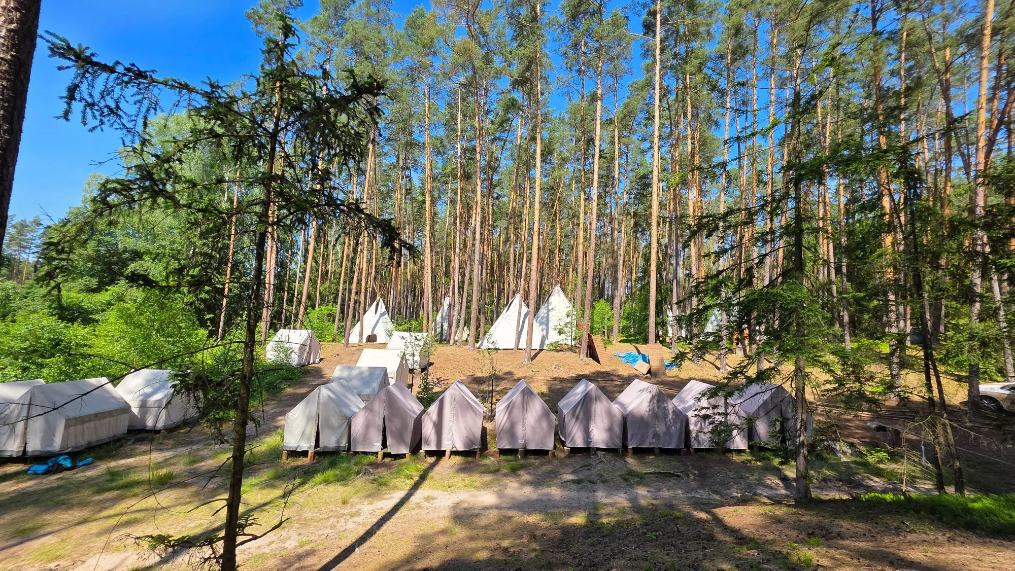 Pohled na hlavní část tábořiště, 2025, tábořiště v Hradčanech u Mimoně, oddíl Surikaty Líbeznice